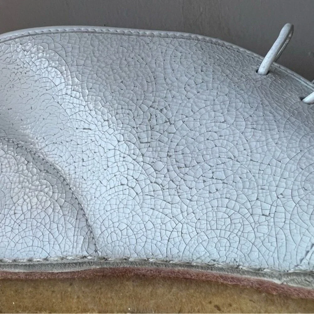 Tory Burch Bergen White Crackle Leather‎ Ankle Boots Booties Women 10 Academia